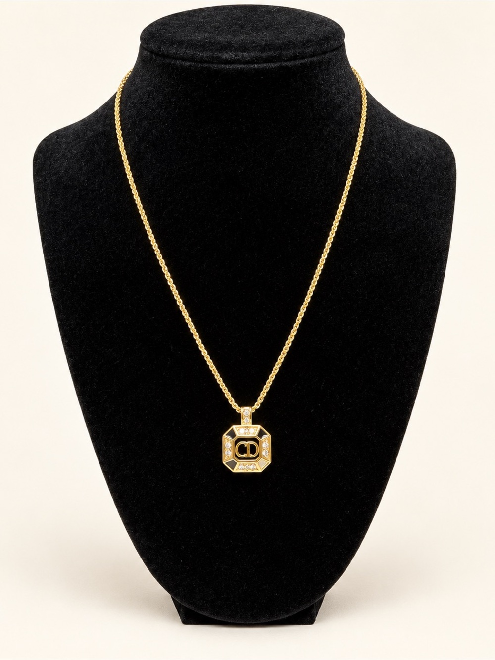 Authentic Christian Dior Vintage CD Pendant Necklace – Certificate Included